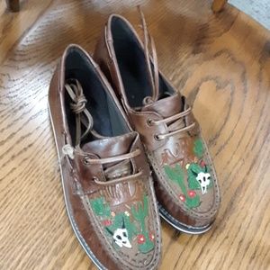 🏜New/without tags/Leather shoe painted hand tooled